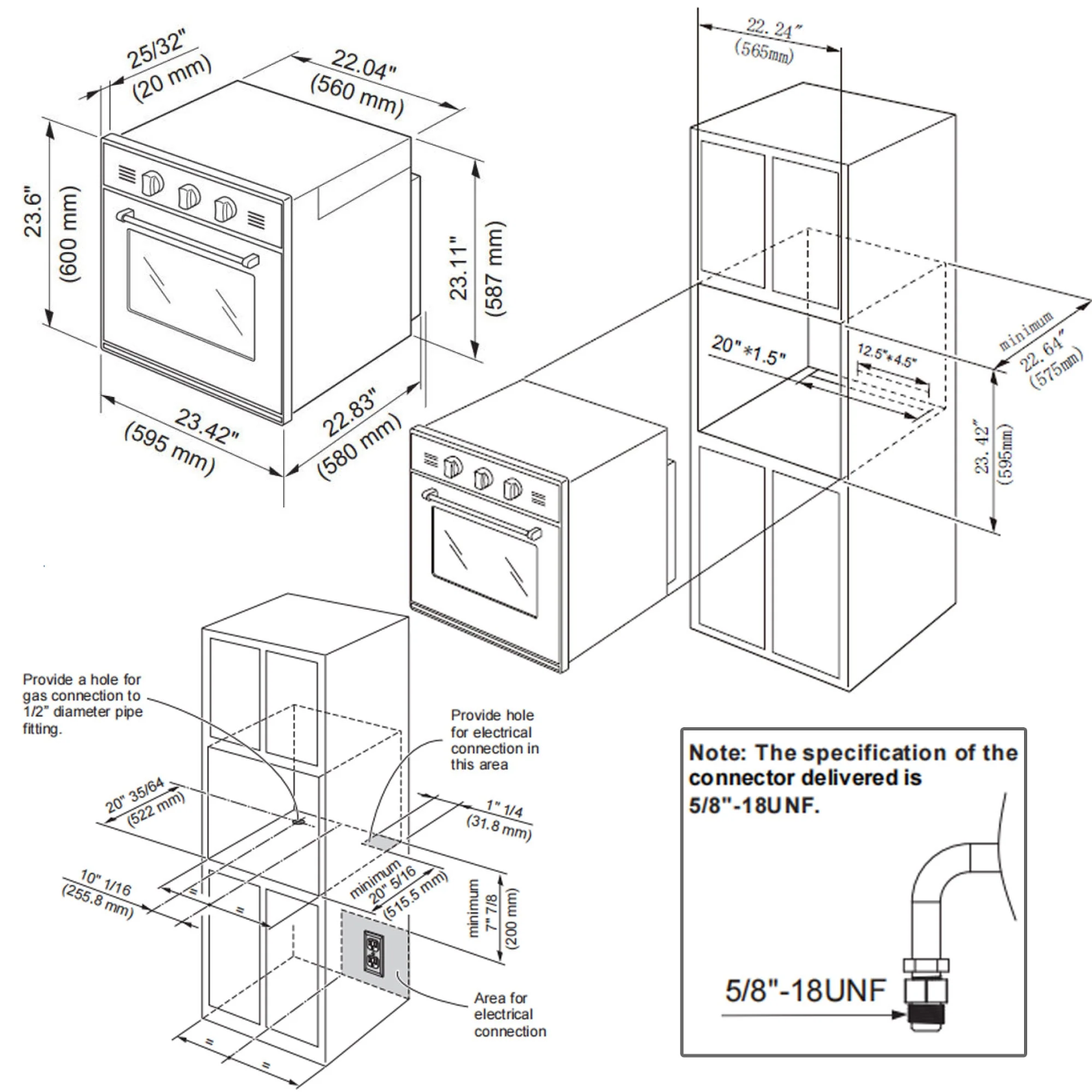 Empava 24 Inch 2.3 Cu. Ft. Gas Wall Oven - Only For LPG