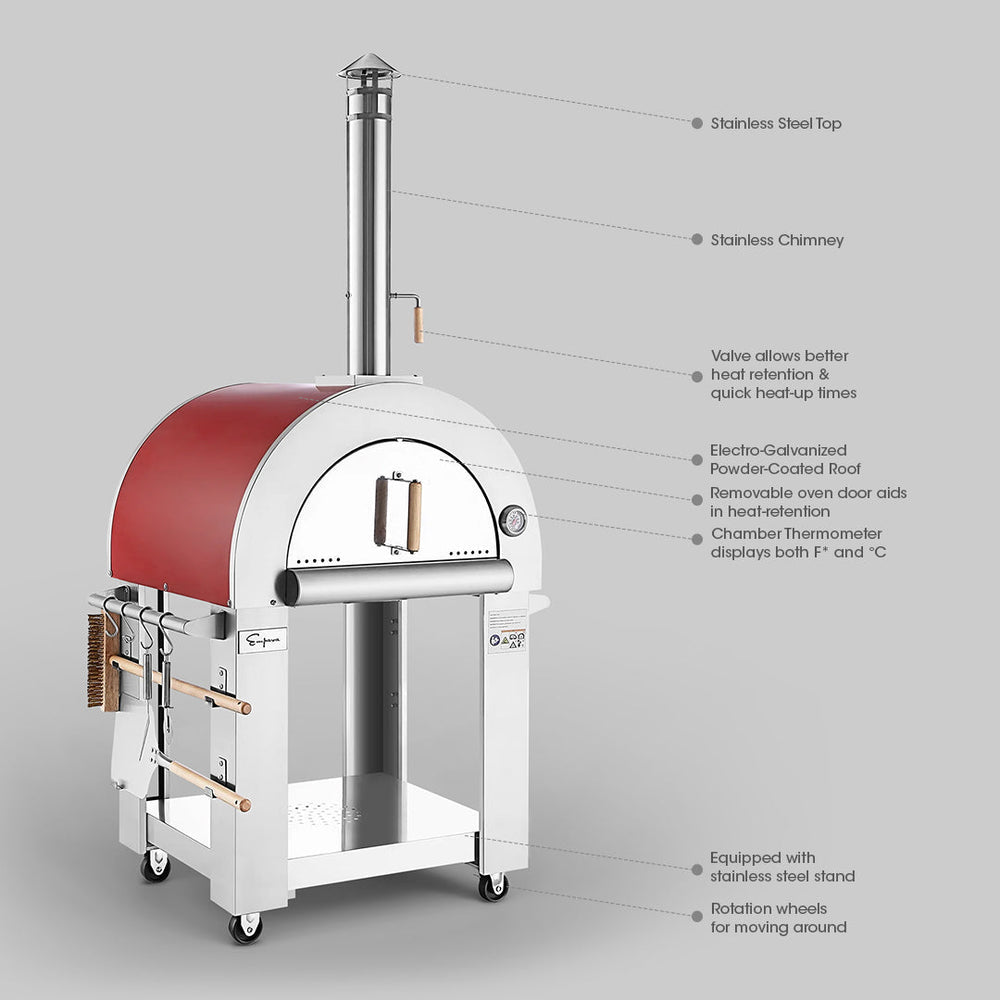 Empava Outdoor Wood Fired Pizza Oven With Side Table